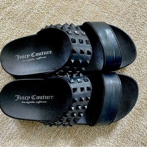 Juicy couture sandals black leather with black studs size 7
